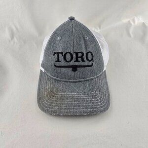TORO Hat Mens Adjustable Snapback Gray White Trucker Mesh Back Mowers Outdoors
